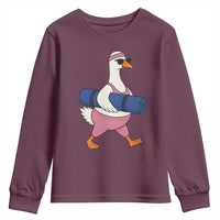 Yoga Goose Carrying Mat Youth Sweatshirt Funny Yogi Workout Fitness Graphic