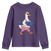 Yoga Goose Carrying Mat Youth Sweatshirt Funny Yogi Workout Fitness Graphic