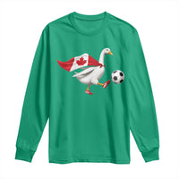 Canada Soccer Goose Long Sleeve Shirt Canadian Flag Patriotic Football Fan Graphic