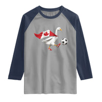 Canada Soccer Goose Raglan Shirt Canadian Flag Patriotic Football Fan Graphic