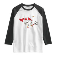 Canada Soccer Goose Raglan Shirt Canadian Flag Patriotic Football Fan Graphic