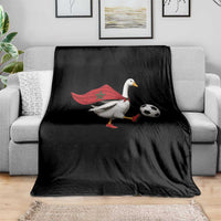 Morocco Soccer Throw Blanket Funny Goose Wearing Moroccan Flag Patriotic Football Fan Graphic