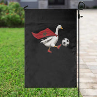 Morocco Soccer Garden Flag Funny Goose Wearing Moroccan Flag Patriotic Football Fan Graphic