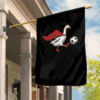 Morocco Soccer Garden Flag Funny Goose Wearing Moroccan Flag Patriotic Football Fan Graphic