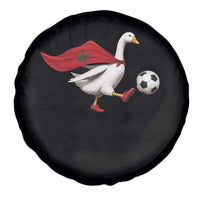 Morocco Soccer Spare Tire Cover Funny Goose Wearing Moroccan Flag Patriotic Football Fan Graphic