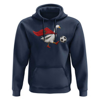 Morocco Soccer Hoodie Funny Goose Wearing Moroccan Flag Patriotic Football Fan Graphic