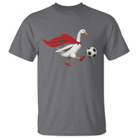 Morocco Soccer T Shirt Funny Goose Wearing Moroccan Flag Patriotic Football Fan Graphic