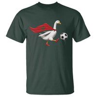 Morocco Soccer T Shirt Funny Goose Wearing Moroccan Flag Patriotic Football Fan Graphic
