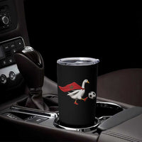 Morocco Soccer Tumbler Cup Funny Goose Wearing Moroccan Flag Patriotic Football Fan Graphic