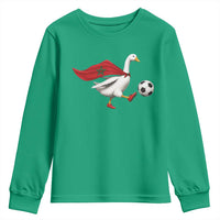 Morocco Soccer Youth Sweatshirt Funny Goose Wearing Moroccan Flag Patriotic Football Fan Graphic
