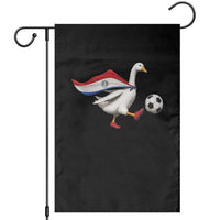 Funny Paraguay Soccer Garden Flag Goose Wearing Paraguayan Flag Patriotic Football Fan Graphic