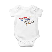 Funny Paraguay Soccer Baby Onesie Goose Wearing Paraguayan Flag Patriotic Football Fan Graphic
