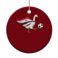 Funny Paraguay Soccer Ceramic Ornament Goose Wearing Paraguayan Flag Patriotic Football Fan Graphic