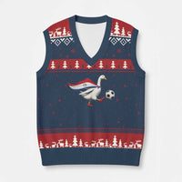Funny Paraguay Soccer V-Neck Knit Sweater Vest Goose Wearing Paraguayan Flag Patriotic Football Fan Graphic