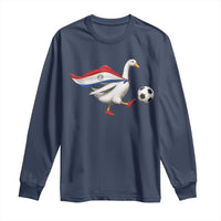 Funny Paraguay Soccer Long Sleeve Shirt Goose Wearing Paraguayan Flag Patriotic Football Fan Graphic