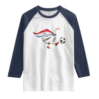 Funny Paraguay Soccer Raglan Shirt Goose Wearing Paraguayan Flag Patriotic Football Fan Graphic
