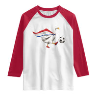 Funny Paraguay Soccer Raglan Shirt Goose Wearing Paraguayan Flag Patriotic Football Fan Graphic