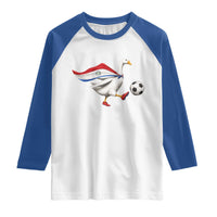 Funny Paraguay Soccer Raglan Shirt Goose Wearing Paraguayan Flag Patriotic Football Fan Graphic