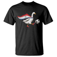 Funny Paraguay Soccer T Shirt Goose Wearing Paraguayan Flag Patriotic Football Fan Graphic