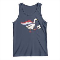 Funny Paraguay Soccer Tank Top Goose Wearing Paraguayan Flag Patriotic Football Fan Graphic