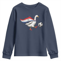Funny Paraguay Soccer Youth Sweatshirt Goose Wearing Paraguayan Flag Patriotic Football Fan Graphic
