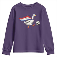Funny Paraguay Soccer Youth Sweatshirt Goose Wearing Paraguayan Flag Patriotic Football Fan Graphic