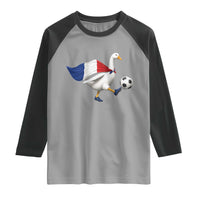 France Soccer Goose Raglan Shirt French Flag Patriotic Football Fan Graphic
