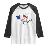France Soccer Goose Raglan Shirt French Flag Patriotic Football Fan Graphic