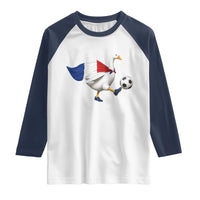 France Soccer Goose Raglan Shirt French Flag Patriotic Football Fan Graphic