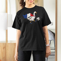 France Soccer Goose T Shirt For Women French Flag Patriotic Football Fan Graphic