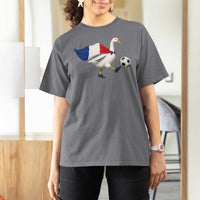 France Soccer Goose T Shirt For Women French Flag Patriotic Football Fan Graphic