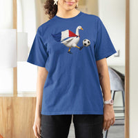 France Soccer Goose T Shirt For Women French Flag Patriotic Football Fan Graphic
