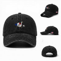 France Soccer Goose Washed Cotton Baseball Cap French Flag Patriotic Football Fan Graphic