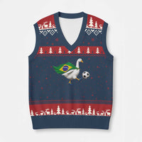 Brazil Soccer Goose V-Neck Knit Sweater Vest Brazilian Flag Patriotic Football Fan Graphic