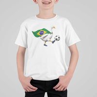 Brazil Soccer Goose T Shirt For Kid Brazilian Flag Patriotic Football Fan Graphic