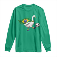 Brazil Soccer Goose Long Sleeve Shirt Brazilian Flag Patriotic Football Fan Graphic