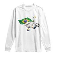 Brazil Soccer Goose Long Sleeve Shirt Brazilian Flag Patriotic Football Fan Graphic