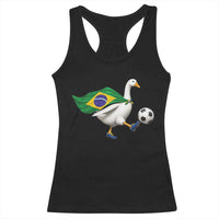 Brazil Soccer Goose Racerback Tank Top Brazilian Flag Patriotic Football Fan Graphic