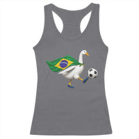 Brazil Soccer Goose Racerback Tank Top Brazilian Flag Patriotic Football Fan Graphic