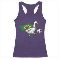Brazil Soccer Goose Racerback Tank Top Brazilian Flag Patriotic Football Fan Graphic