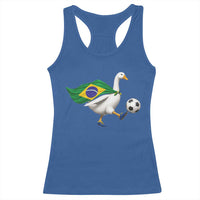 Brazil Soccer Goose Racerback Tank Top Brazilian Flag Patriotic Football Fan Graphic