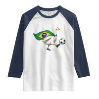 Brazil Soccer Goose Raglan Shirt Brazilian Flag Patriotic Football Fan Graphic