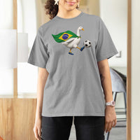 Brazil Soccer Goose T Shirt For Women Brazilian Flag Patriotic Football Fan Graphic