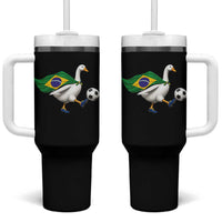 Brazil Soccer Goose Tumbler With Handle Brazilian Flag Patriotic Football Fan Graphic