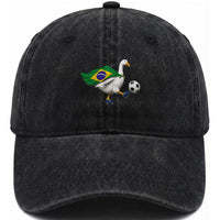 Brazil Soccer Goose Washed Cotton Baseball Cap Brazilian Flag Patriotic Football Fan Graphic