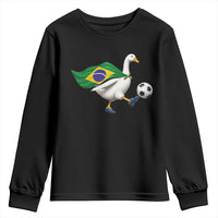 Brazil Soccer Goose Youth Sweatshirt Brazilian Flag Patriotic Football Fan Graphic