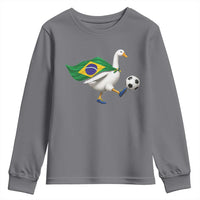 Brazil Soccer Goose Youth Sweatshirt Brazilian Flag Patriotic Football Fan Graphic