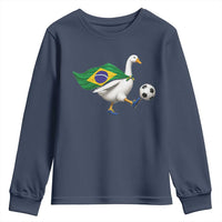 Brazil Soccer Goose Youth Sweatshirt Brazilian Flag Patriotic Football Fan Graphic