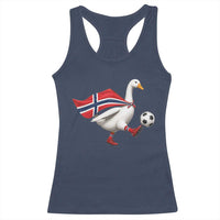 Norway Soccer Goose Racerback Tank Top Norwegian Flag Patriotic Football Fan Graphic