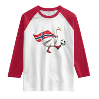 Norway Soccer Goose Raglan Shirt Norwegian Flag Patriotic Football Fan Graphic